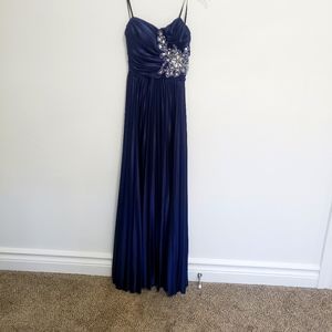 B. Darlin Pleated Royal Blue Prom Dress